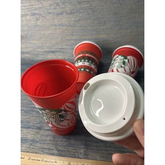 Starbucks Holiday 2020/2024 RED CUP DAY Set Of 4 Reusable Hot Collectible 16 oz - Picture 6 of 9